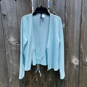 Front-Tie Sky Blue Cardigan